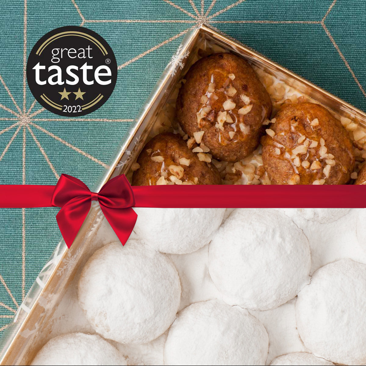 The Melianthos Christmas Essentials Bundle contains melomakarona & kourabiedes, the quintessential luxury biscuits of Christmas